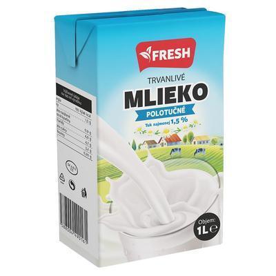 MLIEKO POLOTUČNÉ TRVANLIVÉ 1,5% 1l FRESH